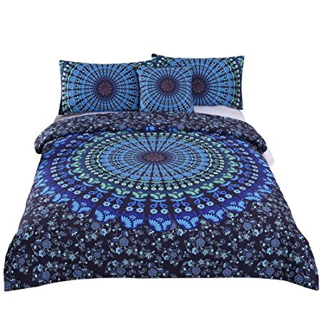 Sleepwish 4 Pcs Bohemian Moonlight Bedding Set Bohemia Blue Nice Gift Plain Twill Home Textiles Duvet Cover Set Queen Size