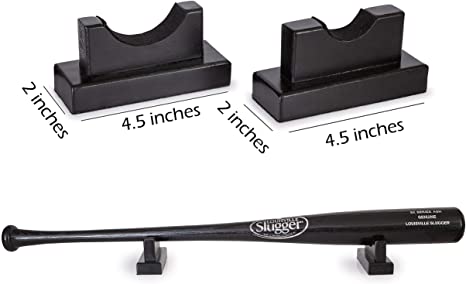 Cypress Sunrise Baseball Bat Display Holder Rack Mount for Table or Desk- Replaces Case or Stand - Solid Wood w/Felt Liner to Protect Bat and Surface- Natural or Black Color Option