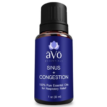Sinus Relief, Congestion, and Allergy Blend by āVō, 100% Therapeutic Grade Essential Oils, Holistic, Natural Relief for Nasal and Respiratory Congestion, Sinus Pressure, and Cough- 1 Ounce (30 ml)