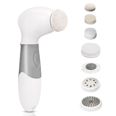 Magicfly Waterproof 7-in-1 Body Facial Massager Cleansing Brush with 7 Heads for Face Body - Natural Anti-aging - Exfoliating Dead Skin Cells - Stimulate Collagen - Beauty Care Facial Cleaner