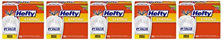 Hefty dZgoMg Strong Trash Bags (Tall Kitchen Drawstring, 13 Gallon), 5 Pack