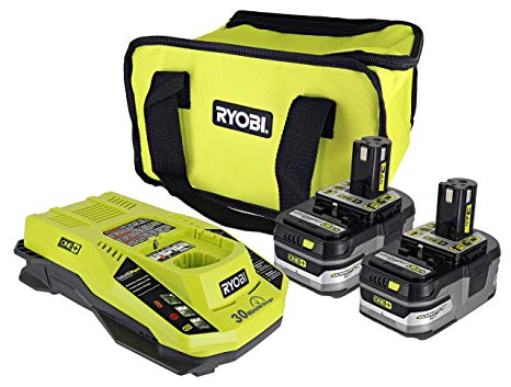 Ryobi P165 One  Lithium Ion Battery and Charging Kit: Includes 2 x P191 3.0 AH 18V Batteries, 1 x P117 Charger, and 1 x Contractor’s Bag