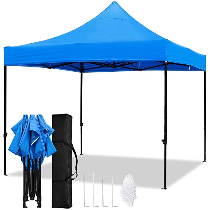 TopCamp 10x10 ft EZ Pop Up Canopy Tent Outdoor, Portable Instant Gazebo Shelter for Party, Wedding, Commercial Activites with Carry Bag - Blue