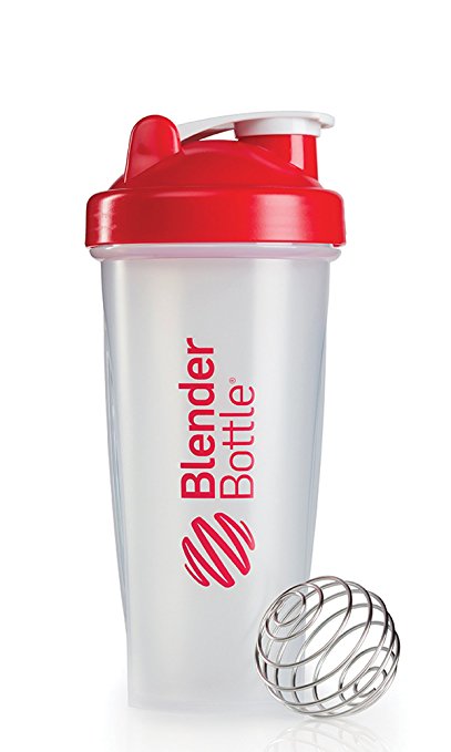 BlenderBottle Classic Shaker Bottle, Clear/Red, 28-Ounce
