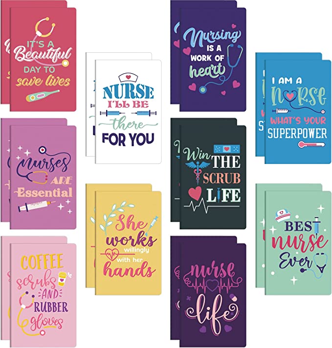 20 Pieces Nurse Notebooks, Mini Journal Notebooks Small Pocket Nurse Notepads, Nursing Gifts Office Supplies, Presents for Nurses Appreciate, Graduation, Retirement, Medical Students, 10 Styles