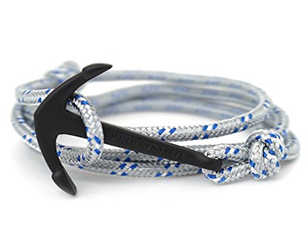 VIRGINSTONE Black Anchor Bracelets on Colorful Nylon Ropes