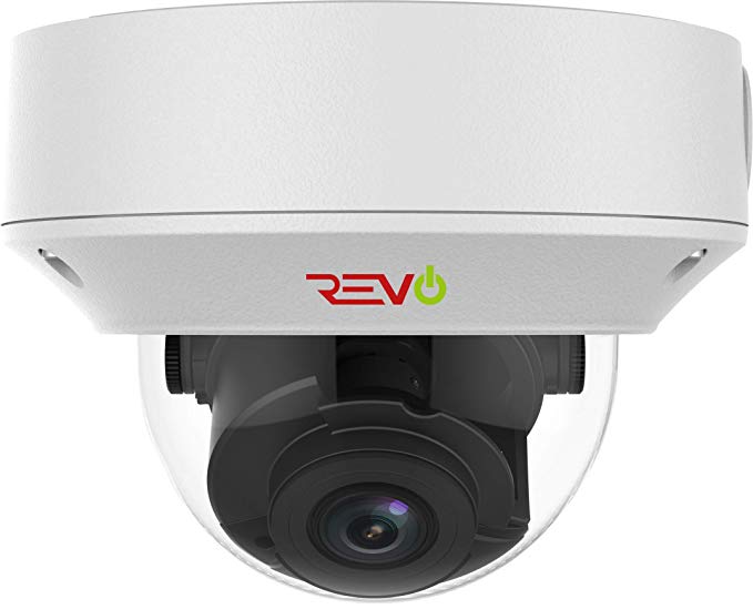 Revo America Ultra HD 4K IK10 Vandal Resistant IP Dome Surveillance Camera (Motorized Varifocal Lens) - 175' Night Vision, IP67 Weather Resistant, 3DNR, ONVIF Compatible