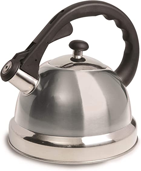 Mr. Coffee Claredale Stainless Steel Whistling Tea Kettle, 1.7-Quart, Brushed Stainless Steel