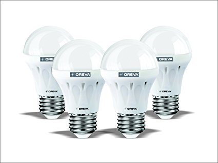 OREVA LED LIGHT Bulb 4 pack A19 (6W) 40 Watt Equivalent Daylight (4200K) Light Bulb - 4 Pack
