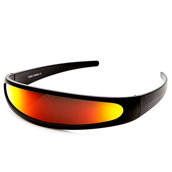 zeroUV - Futuristic Narrow Cyclops Color Mirrored Lens Visor Sunglasses