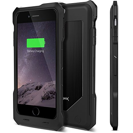 iPhone 6S Battery Case, Heavy-Duty & Rugged [Apple MFi Certified] Alpatronix® [BX150] 3500mAh Shockproof External iPhone 6 Charging Case / Rechargeable / Protective / Ultra Slim / 1-year warranty - Black Aluminum