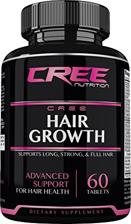 CREE Nutrition Hair Growth Supplements Natural Nutrients for Longer, Stronger, Fuller Hair and Nails with Biotin, Keratin and Bamboo Providing Advanced Support, Made in the USA