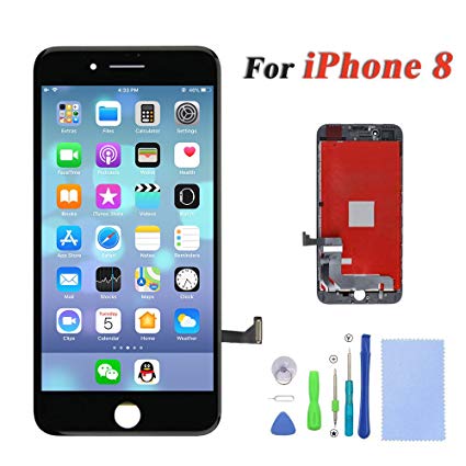 Screen Replacement for iPhone 8 LCD Display & Touch Screen Digitizer Replacement Full Assembly Set with 3D Touch and Free Tools (Black)