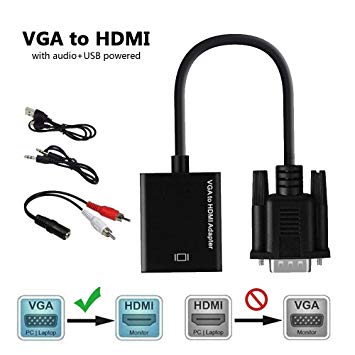 VGA to HDMI Adapter with Audio, TESSIN Male VGA to HDMI Video Converter for Connecting Old PC Laptop with a VGA Output to New Monitor HDTV
