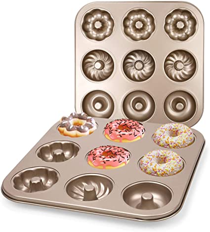 Non-Stick Donut Pan, VAlinks Donut Baking Pans, Carbon Steel Cake Baking Pan for Baking Individual Cupcake, Bread, Bar-Cookies