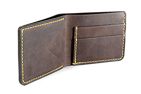 Handmade Crazy Horse Leather Bifold Slim Wallet Premium Holder for Cash, ID and Cards