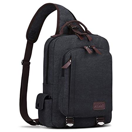 S-ZONE Men s 13 Inch Laptop Single Chest Shoulder Diagonal Gym Backpack Sack Satchel Outdoor Crossbody Pack (Dark Grey)