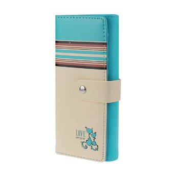 Coromose® Clutch Checkbook Money Clip Change Fox Love Pattern Purse Handbag Wallet (Blue)