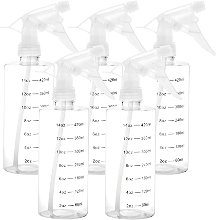 Youngever 5 Pack 16 Ounce Empty Plastic Spray Bottles, Spray Bottles for Hair and Cleaning Solutions (White Sprayer)