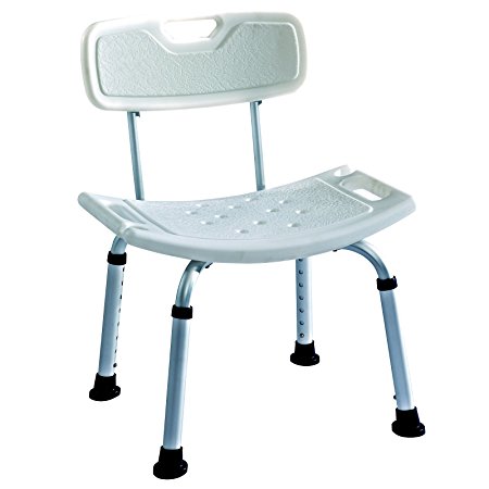 Deluxe Height Adjustable Aluminium Bath / Shower Chair With Back and shower head holder