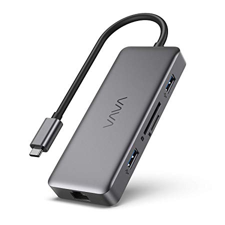 VAVA USB C Hub, 8-in-1 USB C Adapter with 4K HDMI,1Gbps RJ45 Ethernet Port, USB 3.0, SD/TF Card Reader,100W PD Charging Port for MacBook/Pro/Air and Type C Windows Laptops