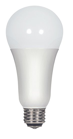 Satco S9373 A21 LED 3-Way Frosted 5000K Medium Double Contact Base Light Bulb with 300' Beam Spread, 3W/11W/16W