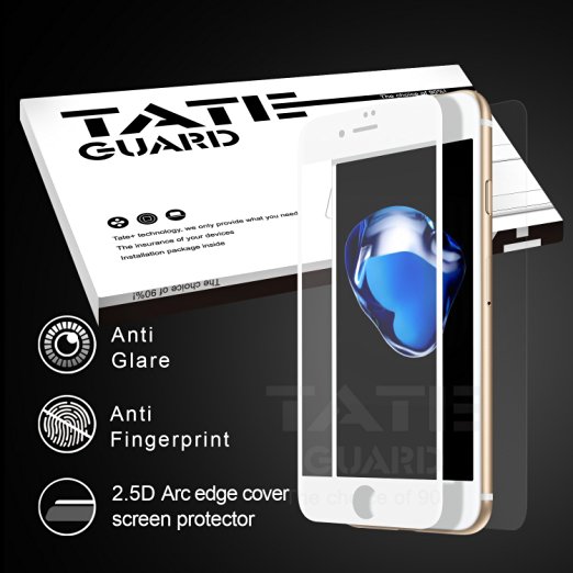 [Super smooth For APP game winner] Tateguard Iphone 7 plus Matte Tempered Glass Screen Protector [Super Anti-fingerprint][Edge-to-Edge Coverage] [White Tooling]
