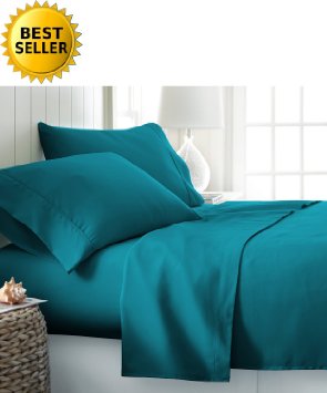 Celine Linen Best Softest Coziest Bed Sheets Ever 1800 Thread Count Egyptian Quality Wrinkle-Resistant 4-Piece Sheet Set with Deep Pockets 100 HypoAllergenic Queen Turquoise
