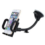 Mpow Grip Flex Universal Windshield 866 inches Long Arm Car Holder with Extra Dashboard Base and Double Strong Suction for iPhone 6S Plus6S65GalaxyHTCGPS Devices and More