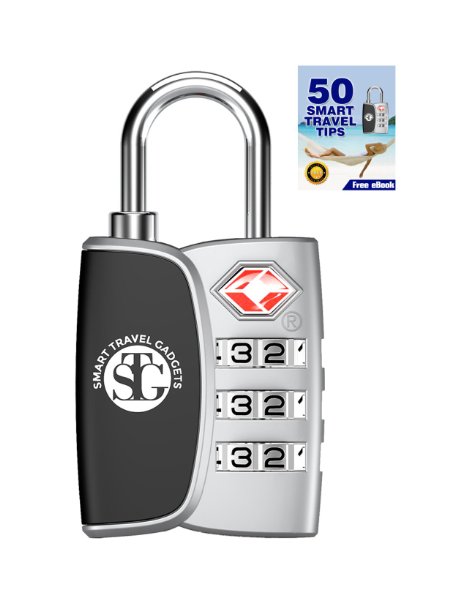 TSA Accepted 3 Digit Combination Luggage Lock for Travel★Smart Open Search Alert Indicator★Bright Color Choices★Heavy Duty, Sturdy, Best Quality, Durable, Customs Friendly★Lifetime Warranty (Silver)