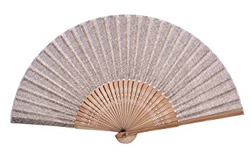 Salutto Hand Fan with Beautiful Fabric Printed (Coffee)