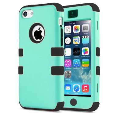 iPhone 5C Case,5C Cases,BENTOBEN iPhone 5C Protective Case Silicone Bumper Hybrid Dual Layer Combo Armor Heavy Duty Rugged Protective Case For Apple iPhone 5C Mint Green Black