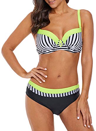 EVALESS Women 2pcs Bandeau Bikini Push Up Padded Swimsuit Swimwear Bathing Suits