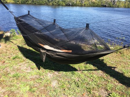 Night Guardian Mosquito Net Hammock - Extra Strong 210D Oxford Nylon by Krazy Outdoors TM - Reversible, Extremely Durable, Compact & Lightweight Camping Hammock - (Dark Green)