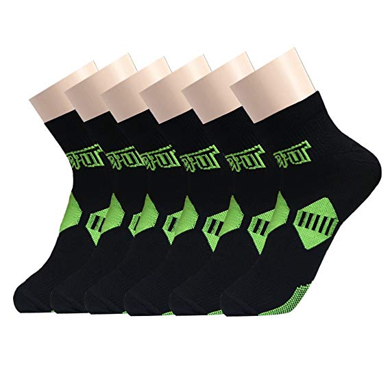 Plantar Fasciitis Socks for Men & Women 6 Pairs - Ankle Compression Socks with Arch Support