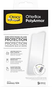 OtterBox Samsung Galaxy S24 Screen Protector Polyarmor - CLEAR, presicion fit, crystal clarity, flawless touch response, easy installation