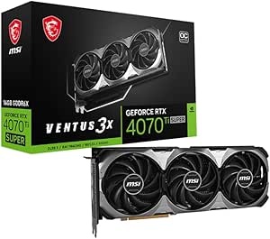 MSI GeForce RTX 4070 Ti Super 16G Ventus 3X OC Graphics Card - 16GB GDDR6X, 2655 MHz, PCI Express Gen 4, 256-bit, 3X DP v1.4a, HDMI 2.1a (Supports 4K & 8K HDR)