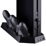 Zacro PS4 Vertical Stand Cooling Fan Dual Charging Station for Playstation 4 DualShock 4 Controllers with Dual USB HUB Charger Ports - Dual Use with Best Cooling and Charging System