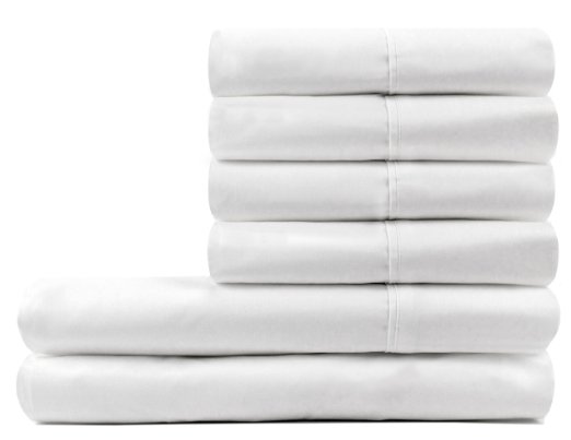 D. Charles 300 Thread Count Percale 100% Combed Cotton Sheet Set with Extra Bonus pillowcases (Queen, White)