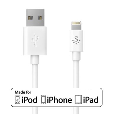 THE #1 Rated [Apple MFi Certified] SideTech (TM) 3 Feet 8 pin iPhone 5 / iPhone 6 Plastic Cable. High Quality and Durable (White Plastic, SHIPPED IN SAME BUSINESS DAY. Compatible with new iOS)