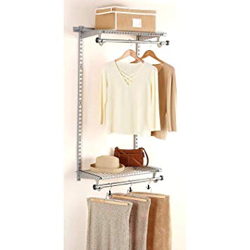 Rubbermaid Configurations Add-On Shelving and Hanging Clothes Kit, Titanium, 48", FG3H9200TITNM