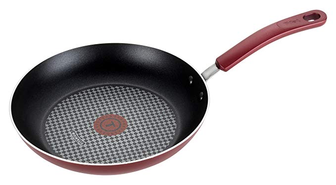 T-fal B13007 Color Luxe Hard Titanium Nonstick Thermo-Spot Dishwasher Safe PFOA Free Fry Pan Cookware, 12-Inch, Red