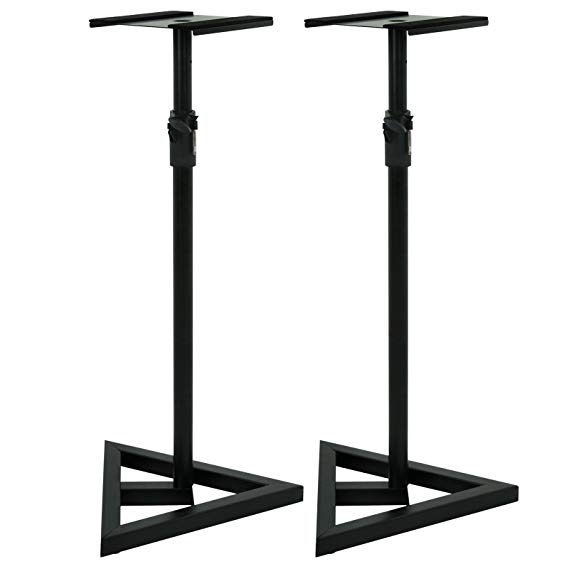 ZENY Height Adjustable 2 Studio Monitor Speaker Stands Heavy Duty Metal Triangle Pair Steel Stands