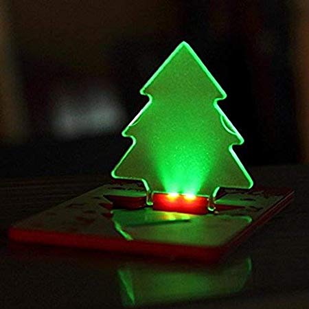 HKBAYI® 5PCS/lot 5x xmas tree shape LED pocket lamp,Mini Portable Folding led Pocket Wallet Credit card light Merry Christmas Tree (green)