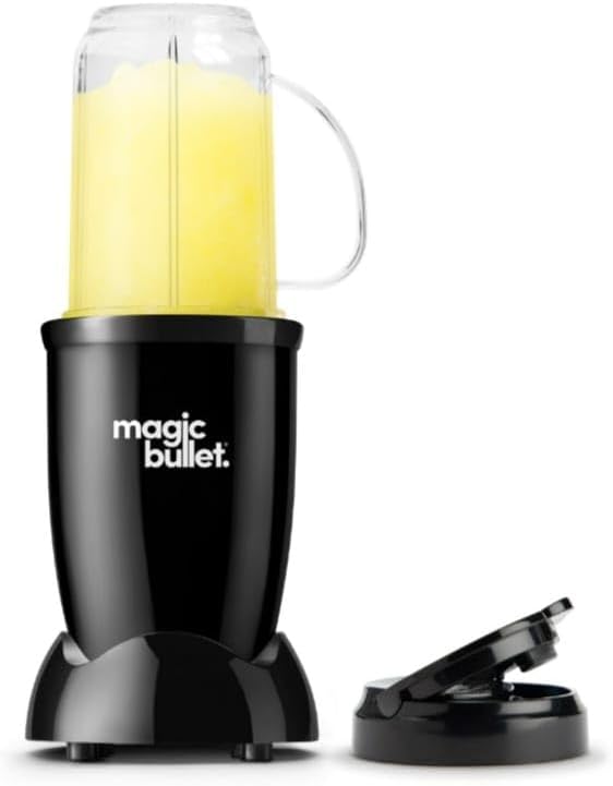 NAPS Magic Bullet 4 Pieces Personal Blender MBR-0401WM – Black. Little blender big possibilities. 250 watt motor base/to- go cup/to -go lid Stainless steel cross blade