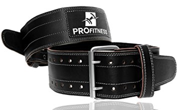 ProFitness Genuine Leather Workout Belt (4 Inches Wide) - Proper Weight lifting Form - Lower Back Support for Squats, Deadlifts, CrossFit