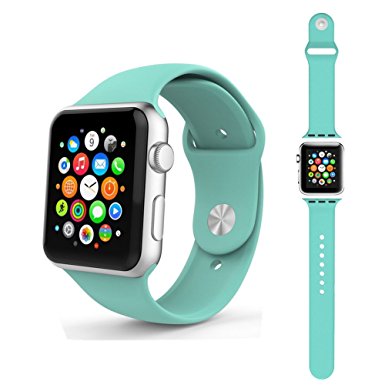 Leefrei Apple Watch Band, Sport Band Soft Silicone with a Pin-and-tuck Closure Replacement Strap for Apple Watch Series 2 Series 1 (3 Pieces) 38mm - Mint Green