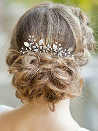 Yean Silver Bridal Hair Pins Set, Wedding Leaf Hair Pin for Women and Girls (Set of 2)