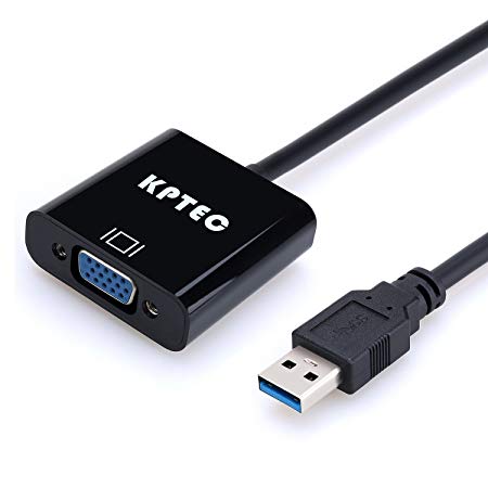 KPTEC USB 3.0 to VGA Adapter, 1080p USB 3.0 to VGA Adapter, External Video Card Multi Monitor Cable for PC Laptop Windows - Black Updated (Do not Support MAC/OS)