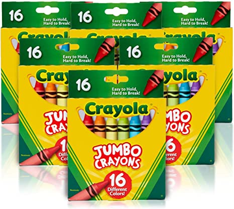 Crayola Jumbo Crayons Bulk, 6 Sets of 16 Large Crayons for Toddlers & Kids, School Supplies, Gifts [Amazon Exclusive]